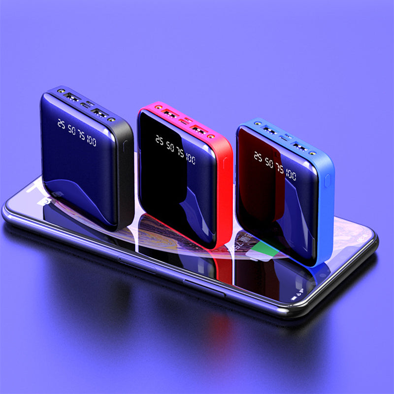 Power Up with the Mini Power Bank 20000 MAh Portable Mirror Digital Display Power Bank